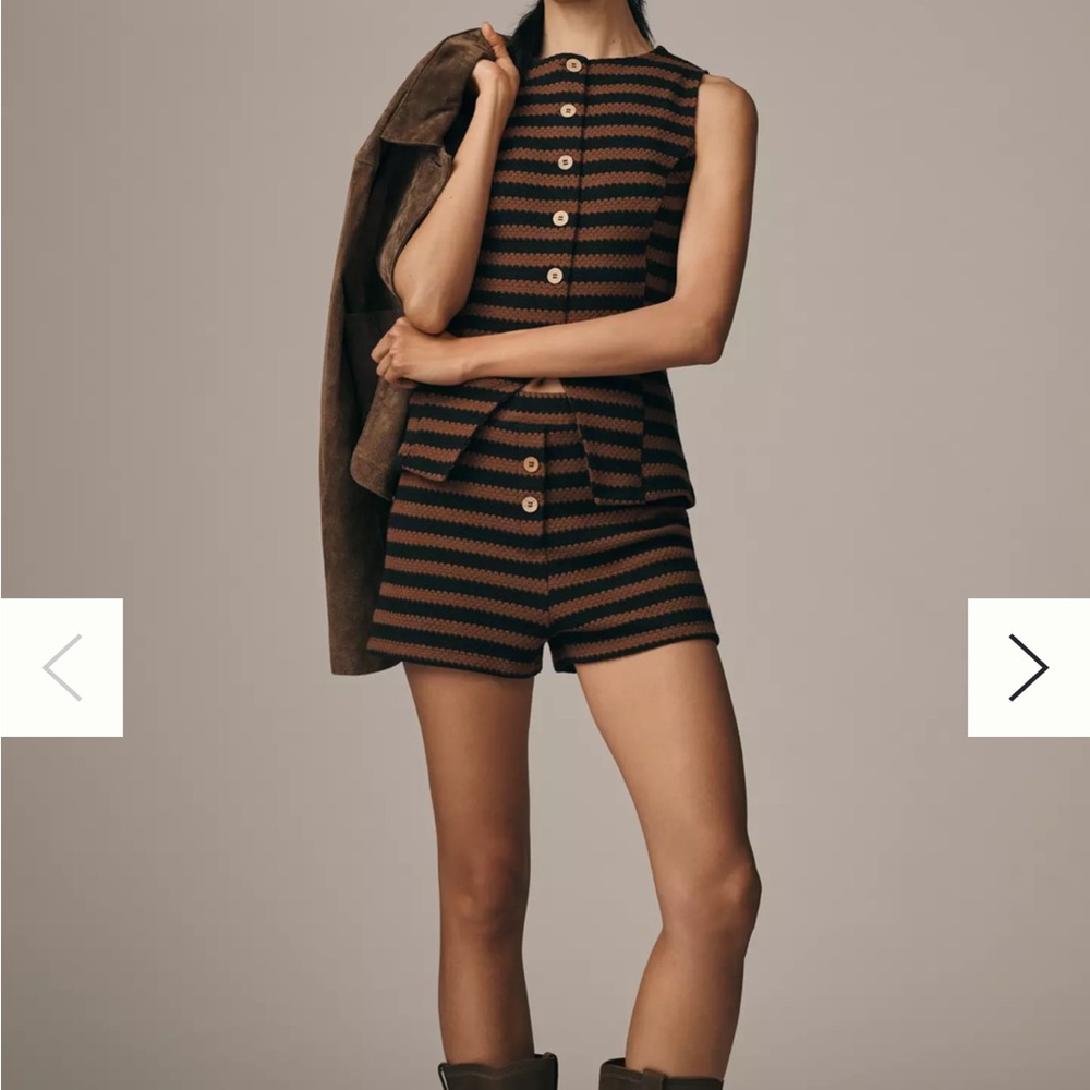 Anthropologie Brown and Black Striped Knit Sleeveless Top